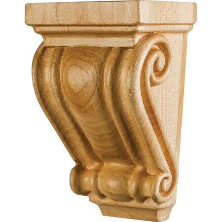 Hardware Resources 3" Wx2-1/2"Dx5"H Rubberwood Scrolled Corbel CORC-5-RW